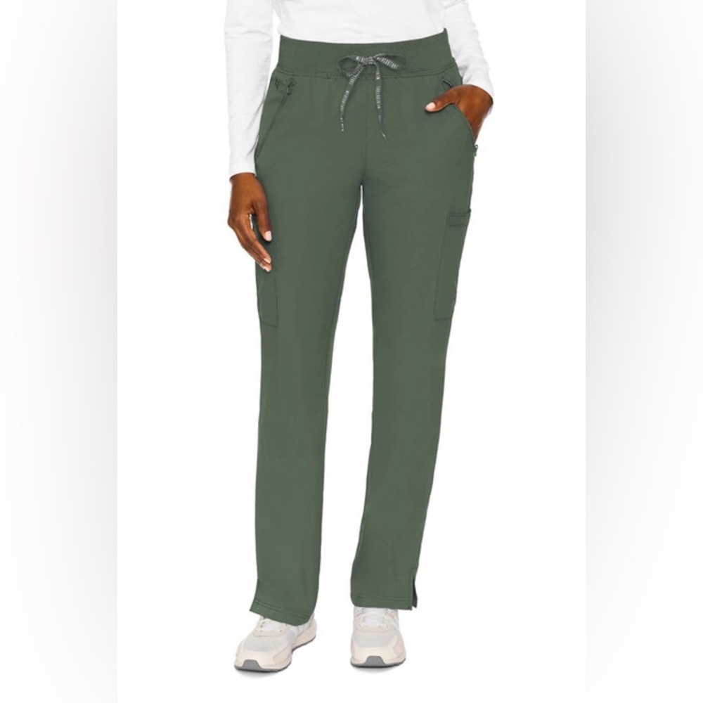 Med Couture Olive Green Straight-Leg Scrub Pants